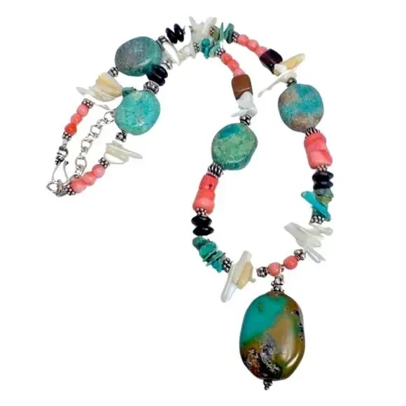 Green Turquoise Pendant Necklace 18